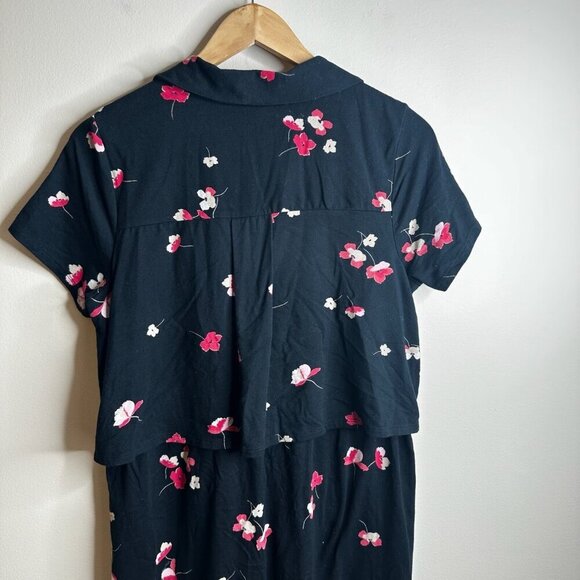J Jill Dress Womens Size S Black Dark Floral Button Up Short Sleeve Pockets - Picture 8 of 10